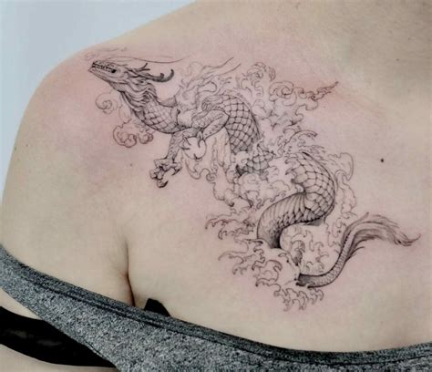 dragon tattoo on a woman|women's feminine dragon tattoo.